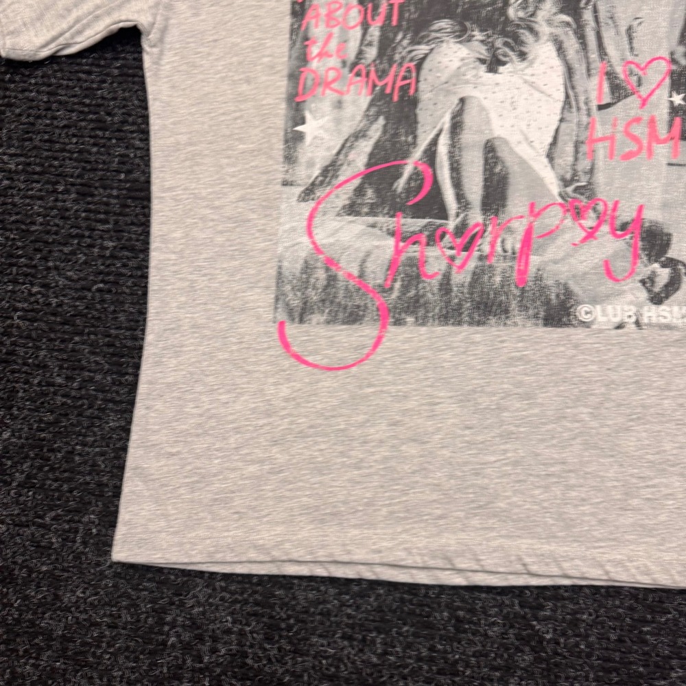 Disney High School Musical Sharpay Evans Graphic T-Shirt Gray Pink XS HSM Drama - Picture 9 of 11